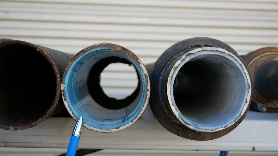Exposed sewer pipe and repair access in soil related to Drain Cleaning & Unclogging in Altadena, CA