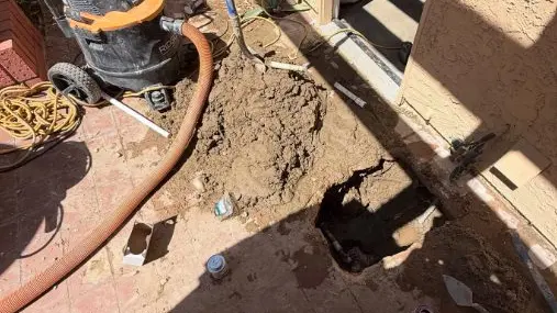 Exposed slab piping and leak detection work on a concrete floor related to Plumbing Service Areas in the Foothill SGV