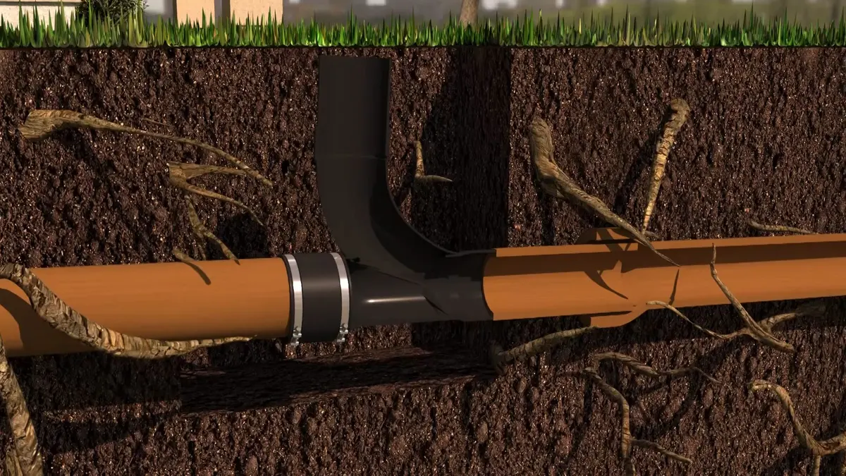 Trenchless sewer repair equipment and pipe liner work during a plumbing service visit in San Marino