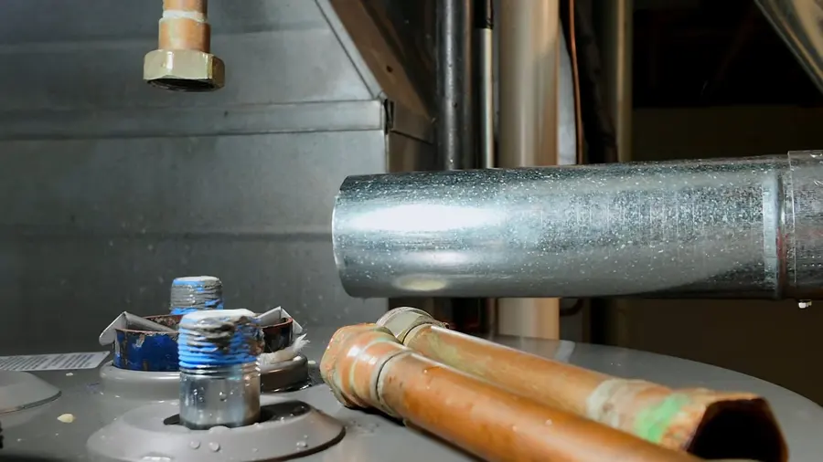 Residential water heater tank, supply lines, and service fittings related to Tankless Water Heater Services in Altadena, CA